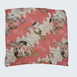 Vintage 50s 60s Japanese Sheer Chiffon Peach Cream Floral Scarf